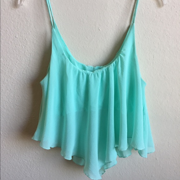 Tops - Turquoise Sheer Half Top/Tube Top Swimsuit Coverup